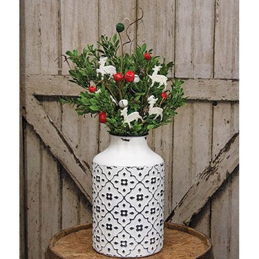 Medium Red Green White Jingle Bell & Deer Pick 2075 - The Fox Decor